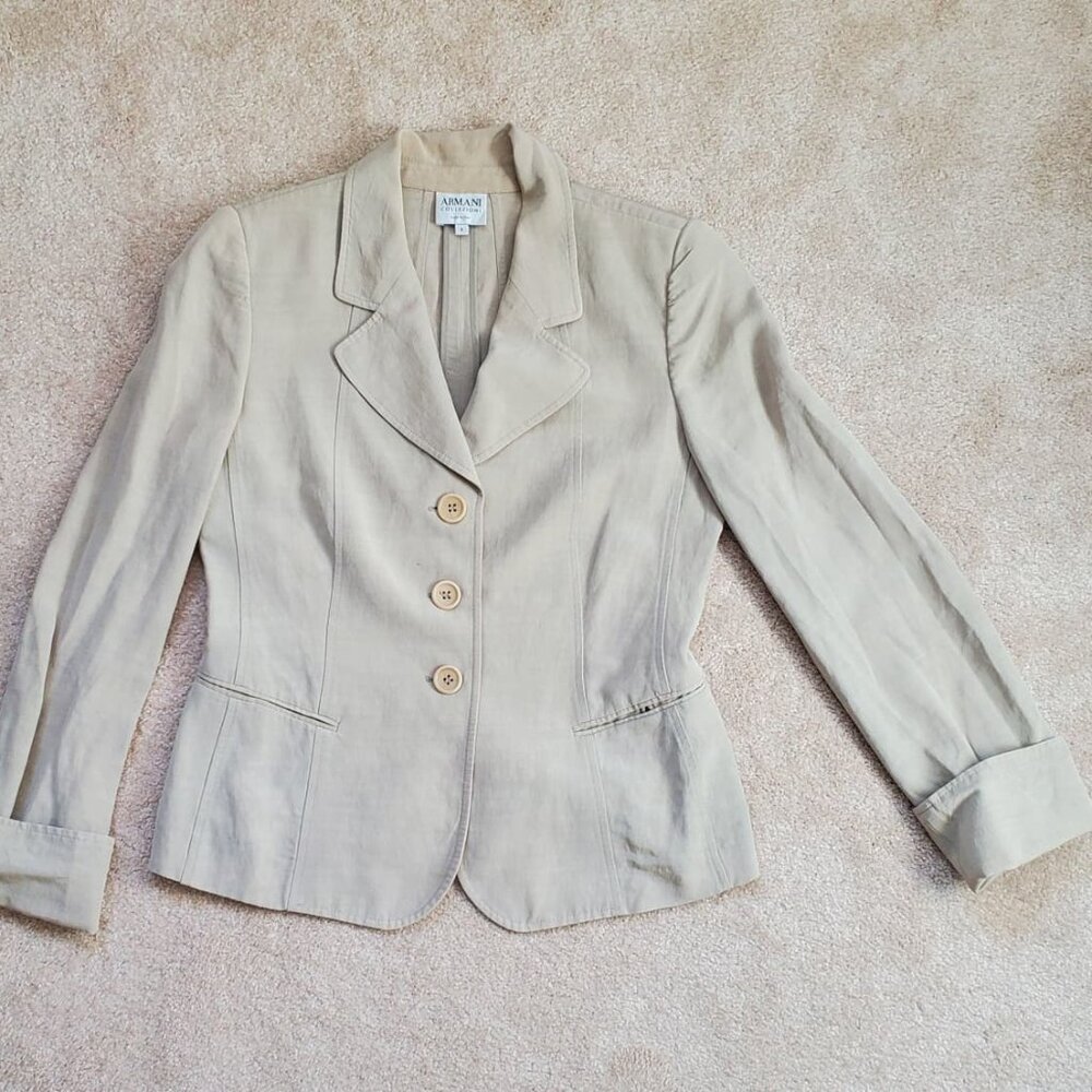 Armani Collezioni Beige Summer Ramie Jacket. Size 44/8